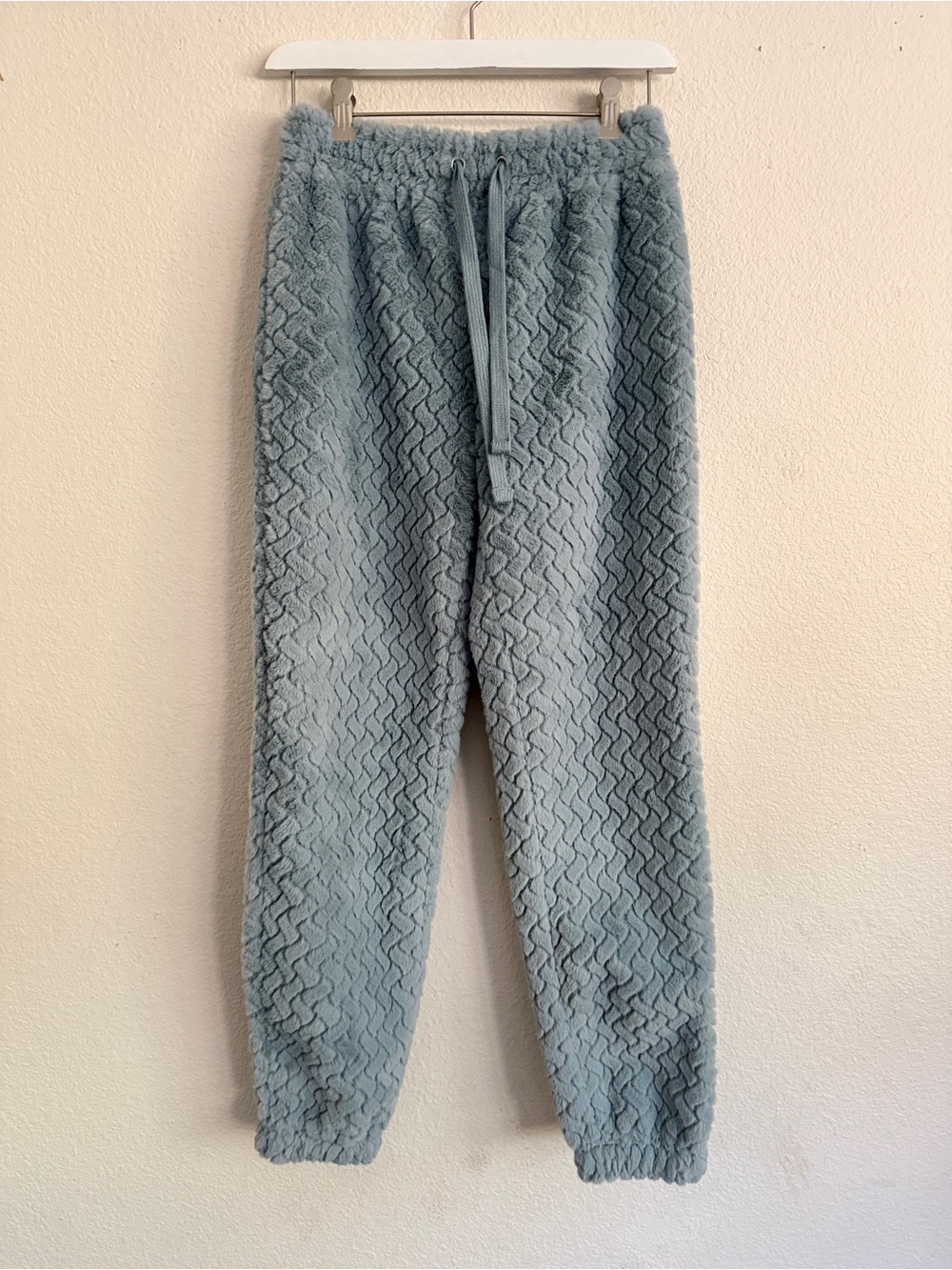 Crave Fame Plush Joggers in Dusty Blue size XS